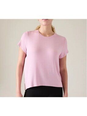 New Athleta XL With Ease Rib Tee Begonia Pink X-Large Modal T-Shirt